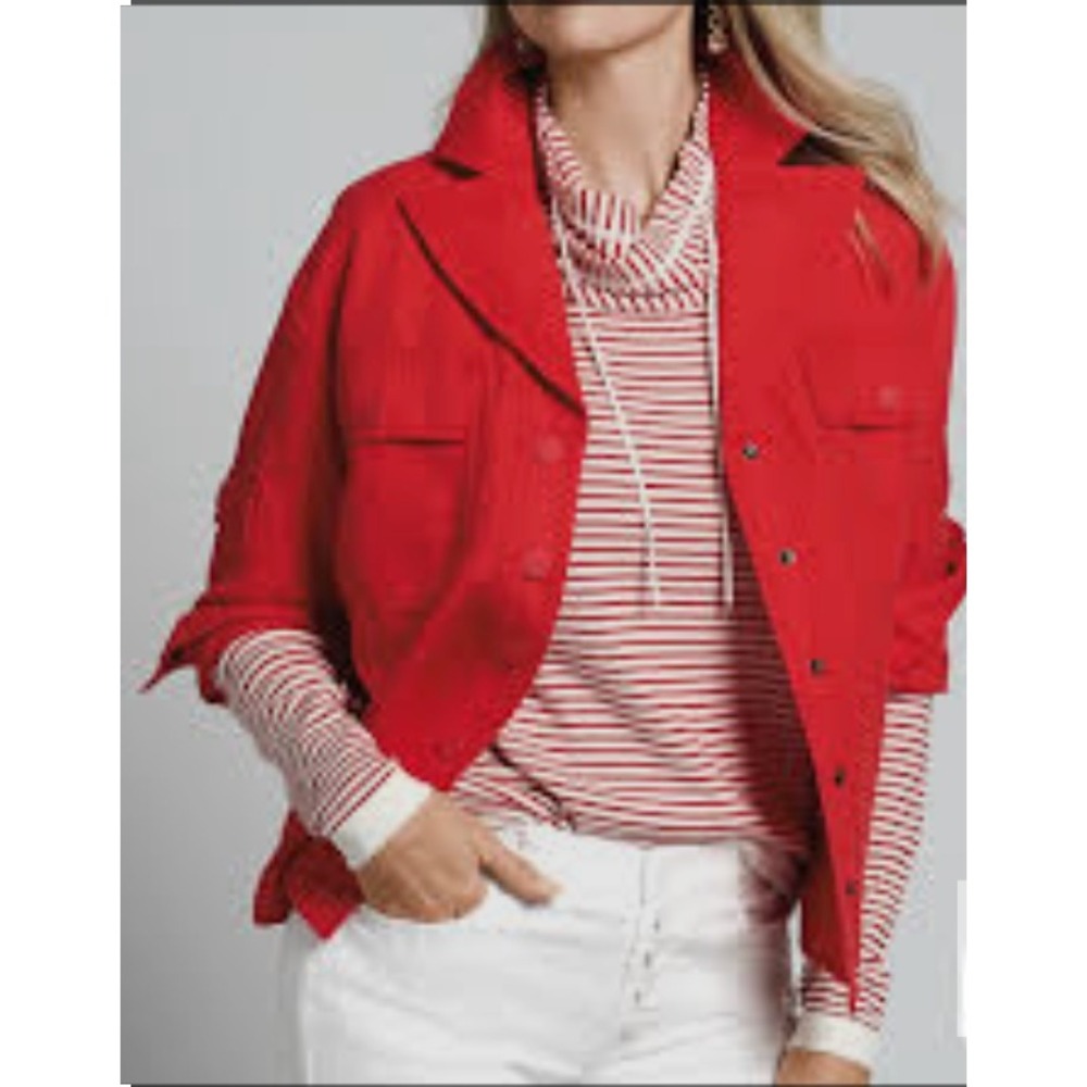 2/$30 Cabi Dejour Red Boxy Denim Jean Jacket Small